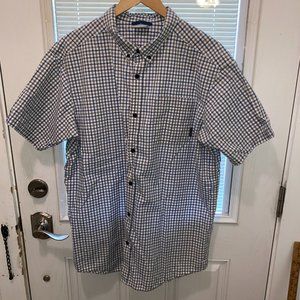 Columbia Shirt Mens XL Blue Plaid 100% Cotton Fishing Hiking Casual Button Front